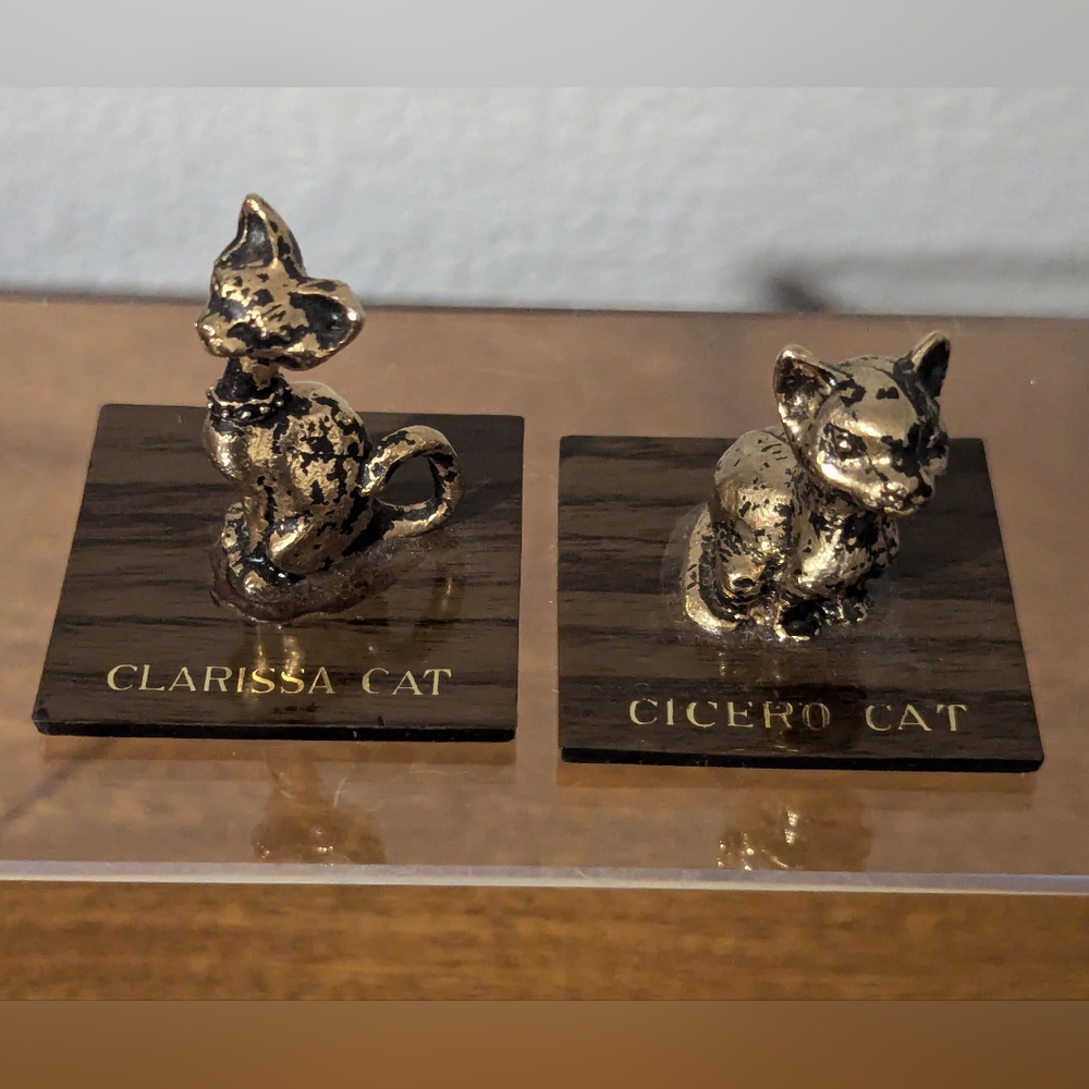 Clarissa and Cicero Pewter Miniature Cat Figurines